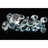 A SELECTION OF AQUAMARINES, to include various shapes and sizes, oval, round, pear, approximate