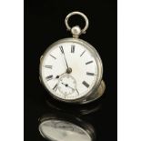 A VICTORIAN SILVER CASED POCKET WATCH BY JOHN DONEGAN OF DUBLIN, the white enamel dial with