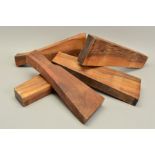 FIVE FRENCH WALNUT GUN STOCK BLANKS, with waxed ends