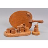 BEAVERMAN COLIN ALMACK OF SUTTON-UNDER-WHITESTONECLIFFE OAK NAPKIN RING STAND, carved with a