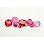 A SELECTION OF RUBIES OF VARIOUS SHAPES AND SIZES, to include three cushion cut, ranging between 4.