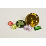 A COLLECTION OF TWENTY ONE VARIOUS SEMI-PRECIOUS GEMSTONES OF NUMEROUS SHAPES AND SIZES, to