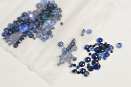 A SELECTION OF MIX CUT SAPPHIRES, to include oval, cabochons, round, total combined weight 18.56cts