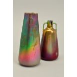 JEROME MASSIER, a Studio Pottery vase with flower decoration to the iridescent petrol glaze,