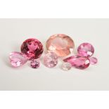 A SELECTION OF PINK TOURMALINES, to include various shapes and sizes, including round, heart cut,