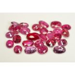 A SELECTION OF OVAL CUT RUBIES, measuring approximately 3.1mm x 4.1mm - 6.8mm x 5.0mm, approximate