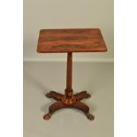AN EARLY VICTORIAN ROSEWOOD OCCASIONAL TABLE, of rectangular form, on a slender tapered