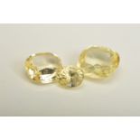 THREE YELLOW SAPPHIRES, to include two cushion mix cut, weighing 1.15ct- 1.85ct, also one oval mix