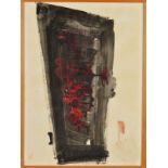WILLIAM JOHNSTONE (BRITISH 1897-1982), an abstract composition in black and scarlet, signed bottom