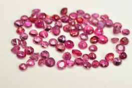 A SELECTION OF SMALL ROUND RUBIES, measuring approximately 2mm in diameter, approximate combined