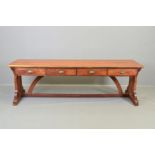 A MID 19TH CENTURY OAK TABLE IN THE MANNER OF EDWARD WELBY PUGIN (1834-1875), with a replacement