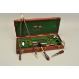 AN UNUSED EXTREMELY HIGH QUALITY CASED WILLIAM POWELL 20 BORE GUN CARE SET, it includes three