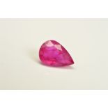 A SINGLE MIX CUT PEAR RUBY, measuring approximately 9.5mm x 6.5mm, weighing 2.05ct