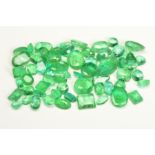 A SELECTION OF EMERALDS, to include oval, round and pear cuts, approximate combined weight 34.80cts