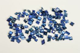A SELECTION OF SQUARE CUT SAPPHIRES, ranging between 2mm - 3.5mm, approximate combined weight 30.
