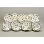 A 19TH CENTURY MEISSEN STYLE PART DESSERT SERVICE, of shaped circular form, comprising fourteen