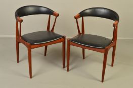 JOHANNES ANDERSEN FOR ANDERSEN MOBELFABRIK, a pair of teak 1960's armchairs with curved back rail,