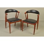 JOHANNES ANDERSEN FOR ANDERSEN MOBELFABRIK, a pair of teak 1960's armchairs with curved back rail,