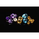 A LARGE SELECTION OF VARIOUS GEMSTONES, to include three packets of amethyst of various shapes and