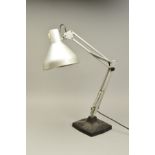 GEORGE CARWARDINE FOR ANGLE POISE, a model 1209 grey ground triple spring desk lamp on a square base