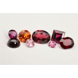 A SELECTION OF VARIOUS GARNETS OF VARIOUS SIZES AND SHAPES, to include hessonite, almandine and