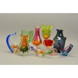 A COLLECTION OF DECORATIVE GLASS, to include two Mstisov 'Rhapsody' pieces by Frantises