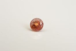 A ROUND MIX CUT ORANGE SAPPHIRE, measuring approximately 4.1mm in diameter, weighing 0.44ct