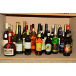 A COLLECTION OF THIRTY ONE BOTTLES OF WINE, SPIRITS AND BEERS, to include a Bas Armagnac (Chateau de