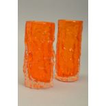 A PAIR OF WHITEFRIARS BARK VASES, in the tangerine colourway, height approximately 16cm, pattern