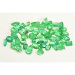A SELECTION OF EMERALDS, to include oval, round and pear cuts, approximate combined weight 33.18cts