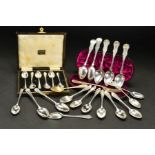 A SET OF FIVE VICTORIAN SCOTTISH SILVER QUEENS PATTERN TEASPOONS, engraved initials, makers J & W