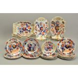 AN EARLY 19TH CENTURY MASON'S PATENT IRONSTONE CHINA DESSERT SERVICE, decorated in the Imari palette