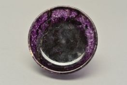 A BLUE JOHN CIRCULAR BOWL WORKED BY EDWARD LEONARD FISHER, signed to base, diameter 10cm x height