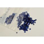A SELECTION OF SQUARE CUT SAPPHIRES, measuring approximately 1.5mm - 2mm in diameter, total combined