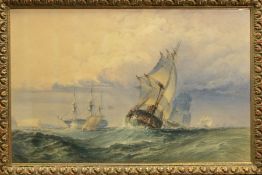 LATE 19TH CENTURY BRITISH SCHOOL, The End of The Gale, Hastings, maritime scene of three masted