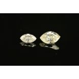 TWO MARQUISE CUT DIAMONDS, approximate combined weight 0.51ct