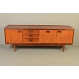 WILLIAM LAWRENCE OF NOTTINGHAM, a teak sideboard fitted with three central drawers flanked by single