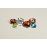 A SELECTION OF ZIRCON GEMSTONES, to include various shapes, sizes and colours, ranging between 0.