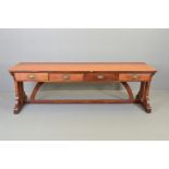 A MID 19TH CENTURY OAK TABLE IN THE MANNER OF EDWARD WELBY PUGIN (1834-1875), with a replacement