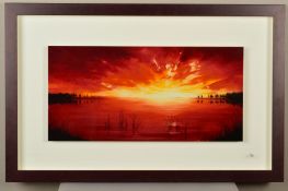 RICHARD ROWAN (BRITISH CONTEMPORARY), 'Scarlet Sunrise I', a limited edition silkscreen on glass
