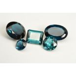 A SELECTION OF INDICOLITE TOURMALINES, various shapes and sizes, to include a round mix cut,