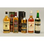 FIVE BOTTLES OF WHISKY, comprising a Bushmills Single Malt Irish Whiskey aged 10 years, 40% vol.