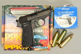 A GERMAN .177'' B.B. UMAREX CO. MODEL WALTHER PPK/S CO2 AIR PISTOL, serial number 9L 03078, it is