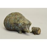 A SET OF CARVED LABRADORITE ORNAMENTS DESIGNED AS HEDGEHOGS, excellent iridescence present with