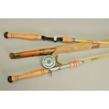 THREE FISHING RODS, comprising a fibreglass Johnny Walker Model SCW56 overall length 57 1/2'', a