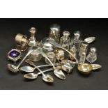 A PARCEL OF SILVER TOPPED GLASS TOILET JARS, including a hair pin tidy, various makers and dates,