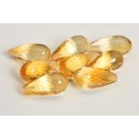 CITRINE FACETED DROP BEADS, comprising approximately 8 pieces, measuring approximately 18mm x 7mm,