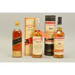 TWO BOTTLES OF EXCEPTIONAL SINGLE MALT AND A BOTTLE OF JOHNNIE WALKER BLACK LABEL, (old bottling)