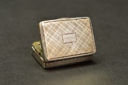 A LATE WILLIAM IV SILVER VINAIGRETTE BY NATHANIEL MILLS, of rectangular form with tartan/cross