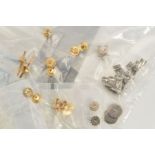 A SELECTION OF GOLD JEWELLERY FINDINGS, to include various raised collet settings, earring fittings,